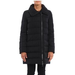 Moncler Gerboise Asymmetrical Zip Down Filled Quilted Puffer Coat in Black